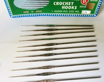 12 agujas de crochet de acero TULIP Golden Point para encaje fino tamaño 24/0,4 mm Japón