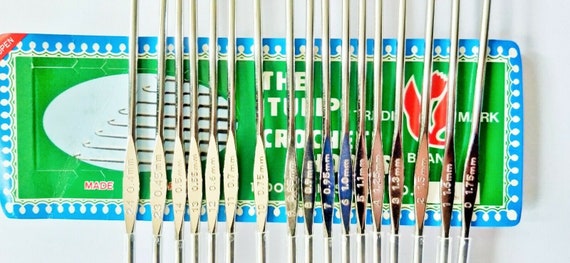17 TULIP Steel Crochet Hooks for Fine Lace Size 0/1.75mm to Size