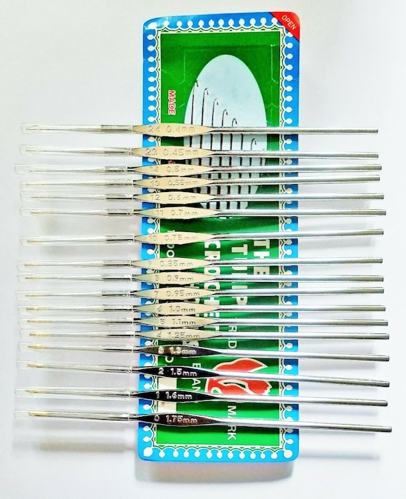 17 TULIP Steel Crochet Hooks for Fine Lace Size 0/1.75mm to Size