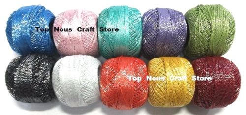 10 X 20 grams Cotton Lurex Jari Yarn Thread-Crochet Lace Knitting Embroidery US1 10 X 20 grams Cotton Lurex Jari Yarn Thread-Crochet Lace Knitting Embroidery US1