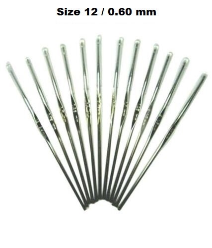12 TULIP Golden Point Steel Crochet Hooks for Fine Lace Size 12