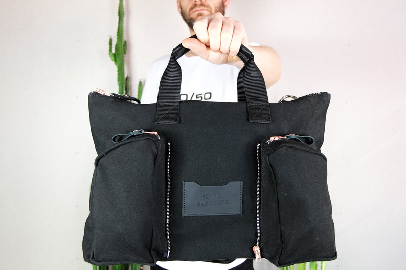 Messenger Bag, Black casual Bag, Laptop Bag, Bartender tool Bag, Personalized custom Bag, Black Handbag, Computer Bag, Handmade Bag image 4