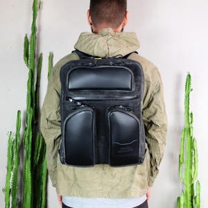 buy online leather backpack padded Leather Commuter Backpack Bag