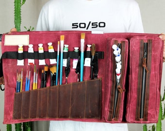 Personalized Artist brush Roll, Artisan custom gift, Paint brush organizer, Handmade artisan brush roll, Artisan tool roll gift