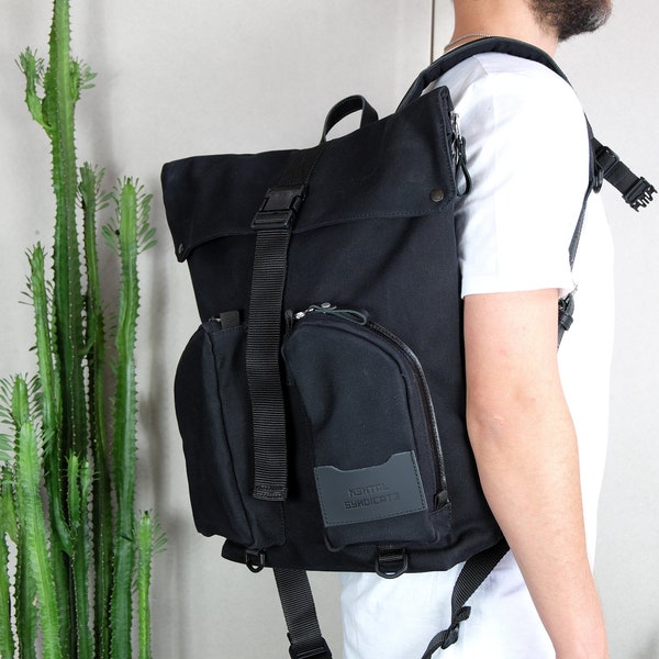 Black Backpack, Personalized Backpack, Hiking Backpack, Trail Backpack, Commuter Backpack, Urban Life Backpack, Waterproof Black Canvas