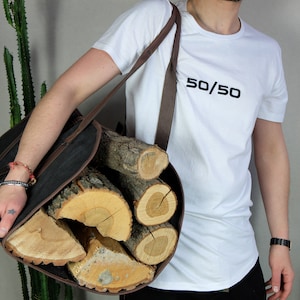 Support à bois de chauffage robuste, porte-bûches en toile personnalisé, imperméable durable, cadeaux uniques de bûcheron pour papa, personnalisé