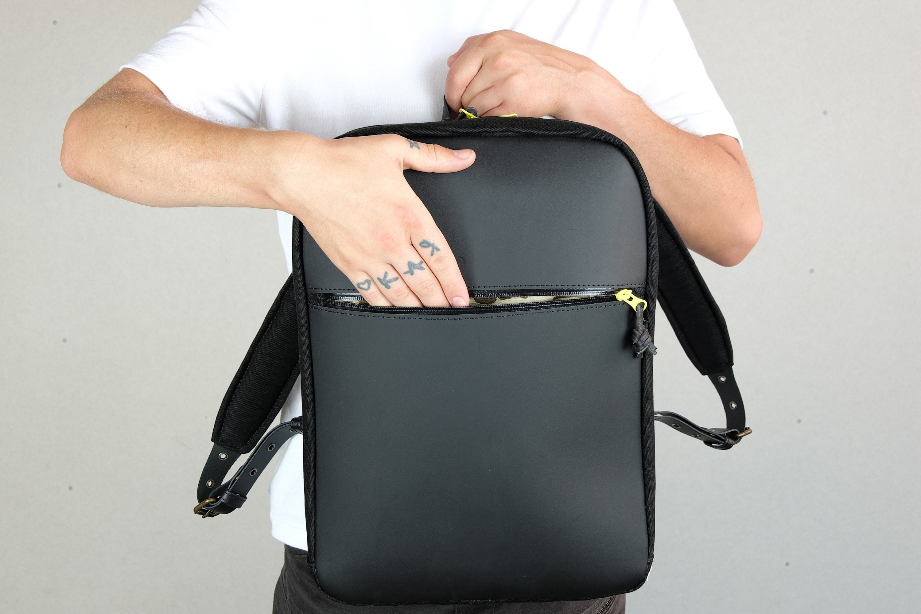 Hipster Laptop Backpack for Men Waterproof Canvas and Leather