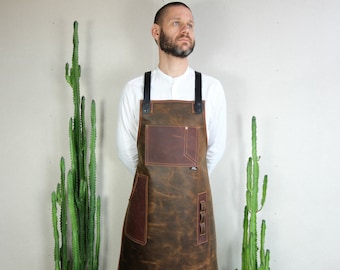 Leather Apron, Gift for him , Custom Bib Apron, BBQ Apron, Personilised Gift Apron, BBQ Gift, Handcrafted Apron, Valentine's day gift