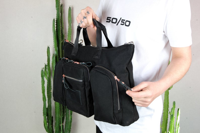 Messenger Bag, Black casual Bag, Laptop Bag, Bartender tool Bag, Personalized custom Bag, Black Handbag, Computer Bag, Handmade Bag image 6