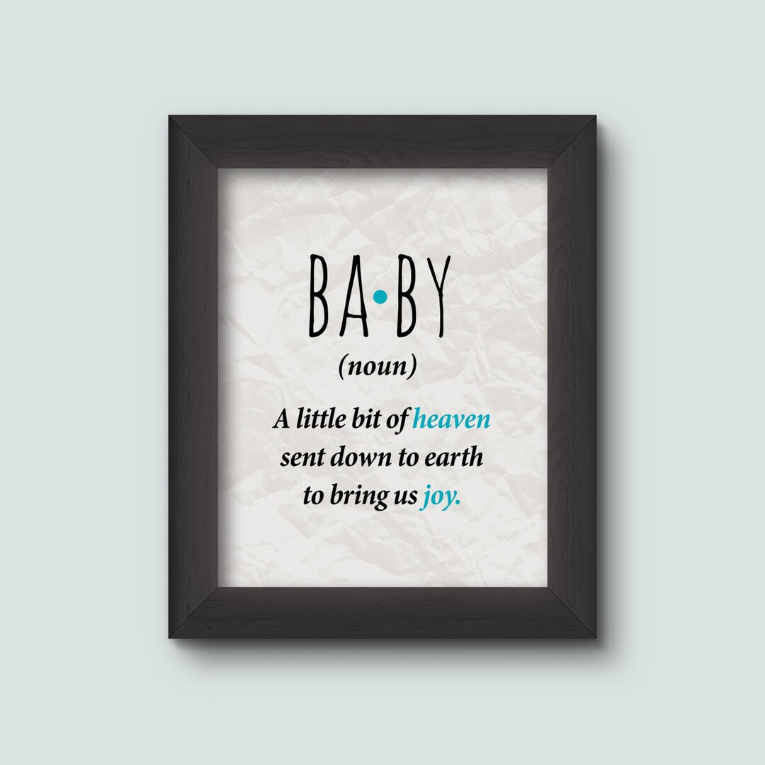 Baby Definition Wall Art, Printable Instant Download Etsy
