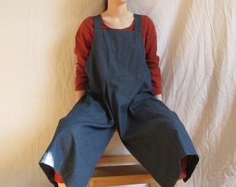 Delantal vaquero con abertura en la pierna: espalda cruzada ajustable, ropa de trabajo para alfareros/artistas.