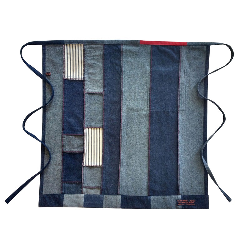 Denim Patchwork Apron 20 Piece Boro Style Apron One Of A Etsy