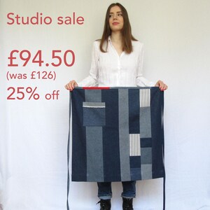 One-of-a-kind Denim Patchwork Apron. One Of A Kind 20 Piece Boro Style Apron. No Waste Upcycled. No16:3