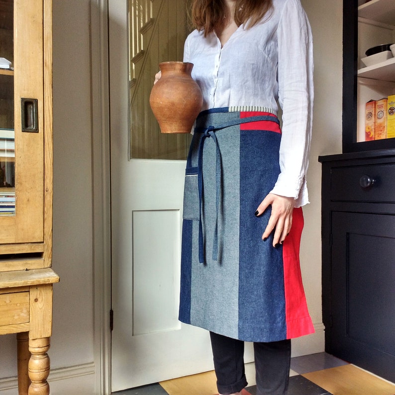 individual one of a kind denim waist apron womens apron Denim half apron 10 piece /'Boro/' apron mens apron No16:2