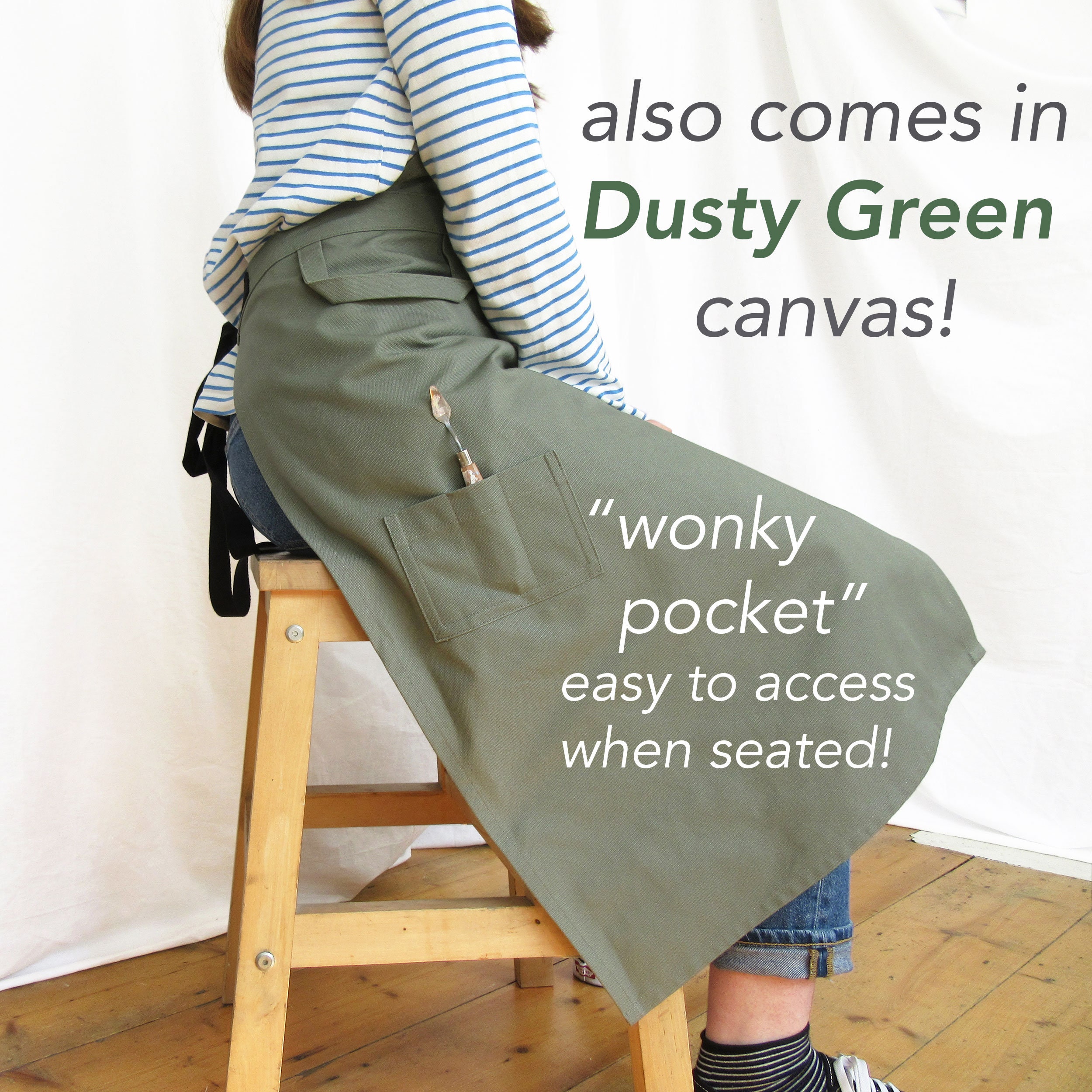 9/28まで　Trois Sanglier apron [beige] Ochre Canvas Pottery Apron With Split Leg, 3 Pockets and