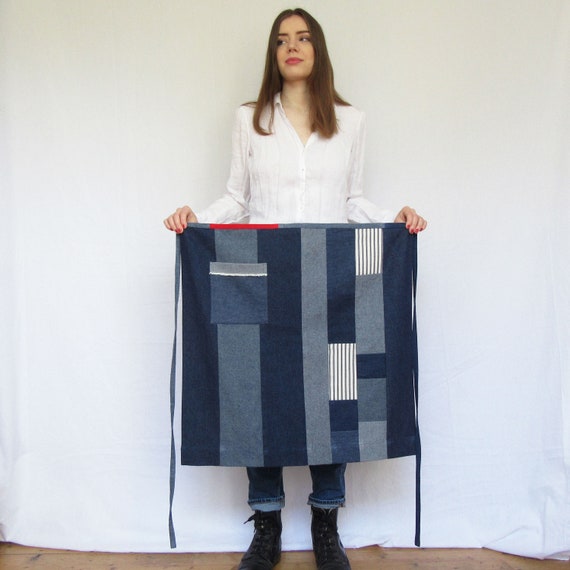 Denim Patchwork Apron 20 Piece Boro Style Apron One of A Etsy UK