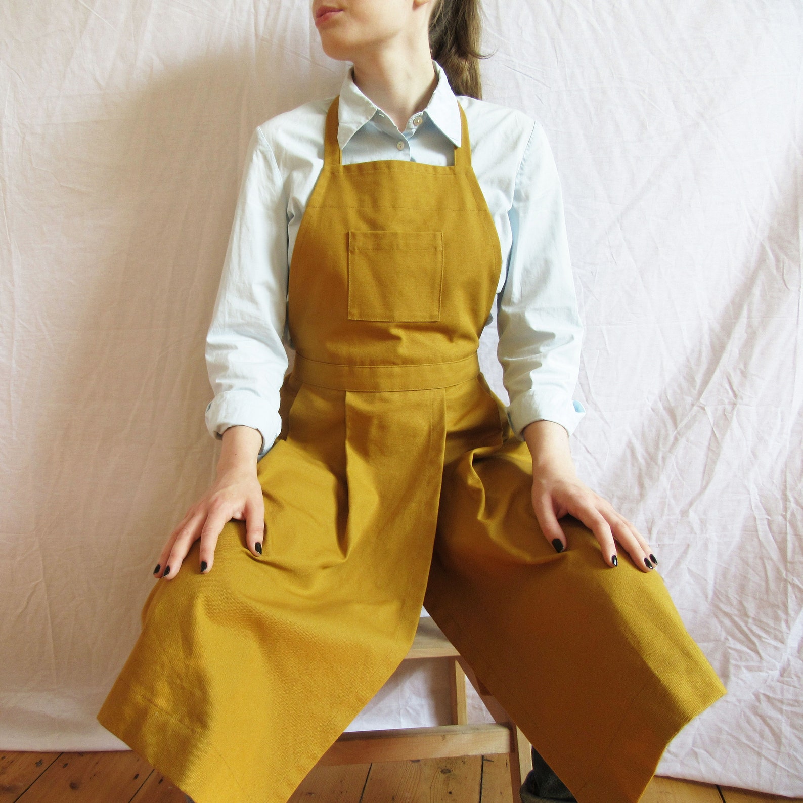 Pottery Apron Pleated Canvas Pinafore With Split Leg Skirt Etsy