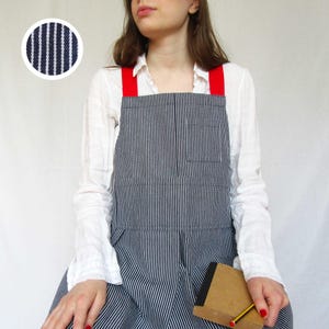 Denim Pottery Apron: Split Leg, Adjustable Crossback for Potters & Artists, Pockets
