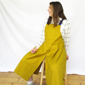 Mustard Canvas Split Leg Apron: Pottery & Artist Workwear