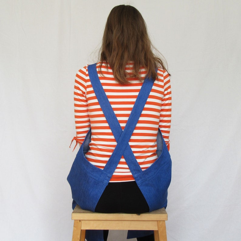 Pottery Apron VioletBlue Denim Crossback Apron Split Front Etsy