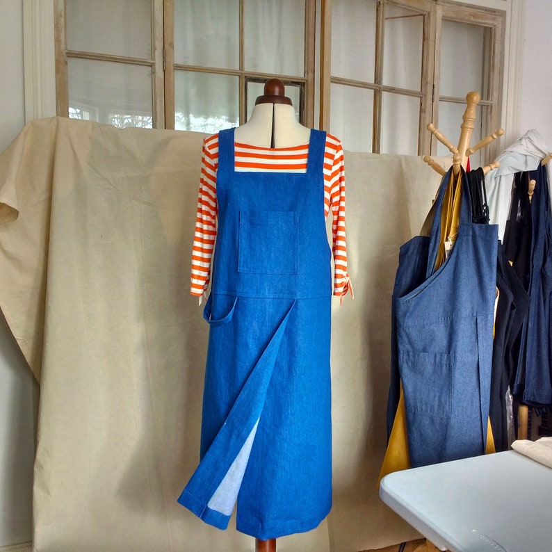 Pottery Apron VioletBlue Denim Crossback Apron Split Front Etsy
