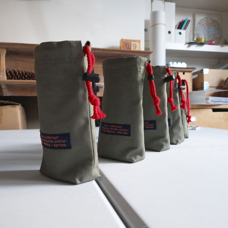 Drawstring Tool Bag in Dusty Green Upcycled Repurposed Canvas. Unisex