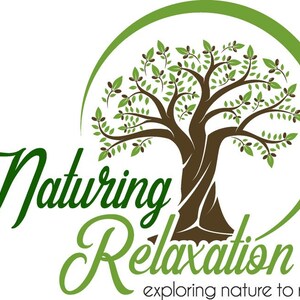 May include: A green tree with brown branches and leaves in a circle with the text "Natuing Relaxation exploring nature to relax" below.