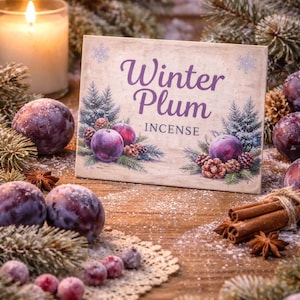 Winter Plum Incense – Cozy Fruity Floral Aroma, Handmade Holiday Scent image 1