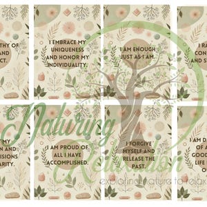 Tarjetas de Afirmaciones de la Naturaleza – Baraja Imprimible de Amor Propio y Confianza / Descarga Instantánea
