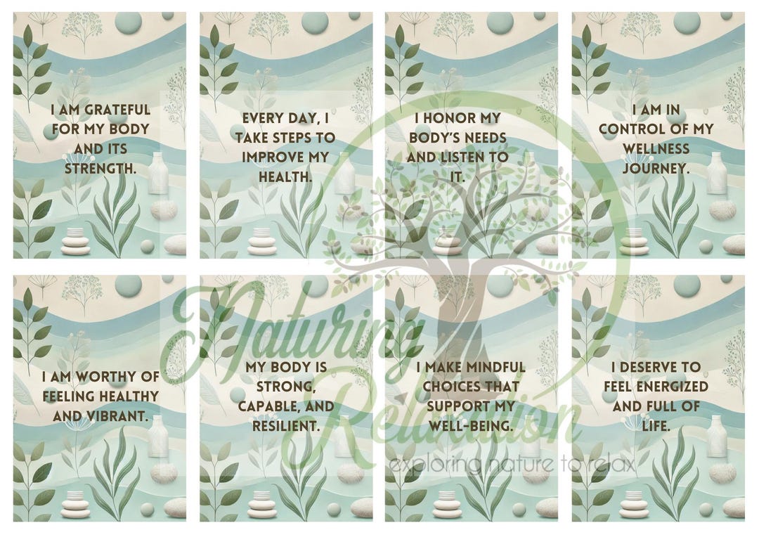 Work Wellness Cards.pdf Printable Wellness Affirmation Cards for Self-care, Daily Mindfulness ...