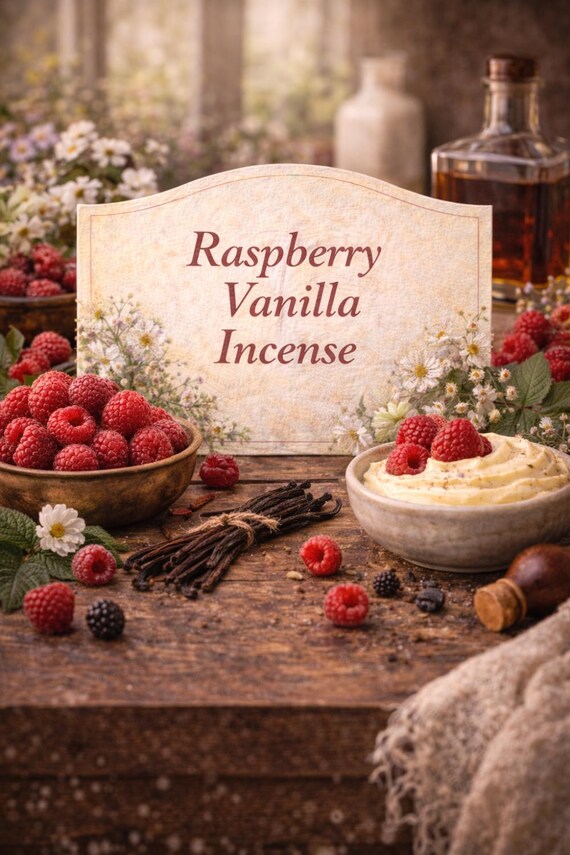 Raspberry Vanilla Incense: Sweet Fruity Aromatherapy Sticks or Cones