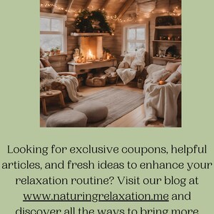May include: A cozy cabin interior with a fireplace, two armchairs, and a wooden coffee table. The room is decorated with fairy lights and greenery, creating a warm and inviting atmosphere.