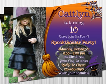 Halloween Birthday Invitation, Halloween Party Invitations, Printable Invitation, Digital Invitation, Birthday Party