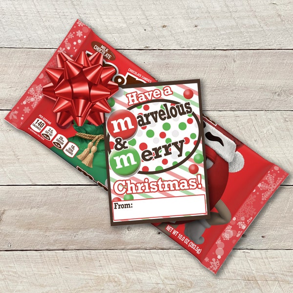 Christmas Candy Treat Tags, Holiday Tag for School, Tags to pair with MM Candy, Christmas Holiday Break, Instant Download