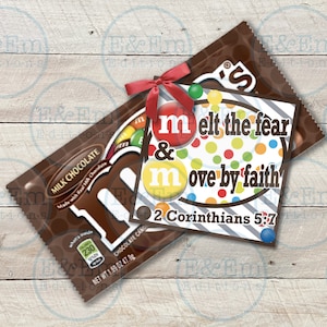Melt the Fear, Move by Faith Tags, Youth Group Treat Labels, VBS Candy Reward, Sunday School Tags to pair with MM Candy, Digital Download