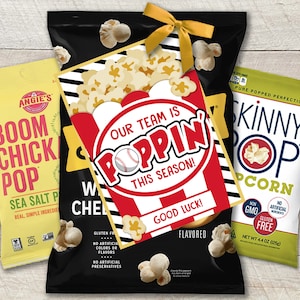 Baseball Unser Team ist Poppin 'Good Luck Tags | Wettbewerb Geschenk knallende Pop Corn Leckerei Etiketten | Spiel Tag Popcorn Taschenanhänger | Digitaler Download
