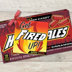 Tagi Get Fired Up Good Luck | Etykiety smakołyków na zawody sportowe | Tagi drużynowe do połączenia z Hot Red Candy | Pobieranie cyfrowe