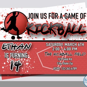 Kickball Invitation, Kickball Party Invitations, Kickball Invite, Printable Invitation, Digital Invitation, Birthday Party, Outdoor Party
