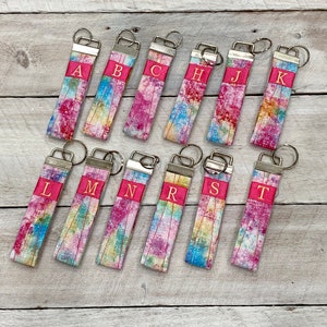 Personalized Keychain - Monogram Key fob - Custom Embroidered Wristlet Letter Key Chain