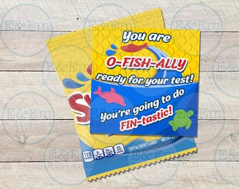 Test Day Good Luck Tags | O-Fish-Ally Ready For Your Test | Fish Candy Treat Labels | SAT ACT Finals Testing Goodie | Classroom Treats