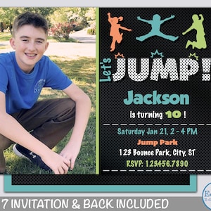 Jump Picture Invitation, Jump Birthday Invitation, Bounce Invitation, Bounce House, Trampoline Digital Invitation, Birthday Party