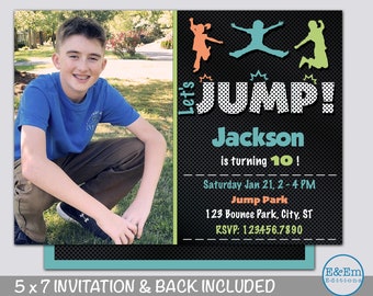 Jump Picture Invitation, Jump Birthday Invitation, Bounce Invitation, Bounce House, Trampoline Digital Invitation, Birthday Party