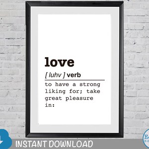 Love Definition Print | Wall Art Quote | Wall Decor | Minimalist Print | Love Print | Modern Print | Love Quote | INSTANT DOWNLOAD