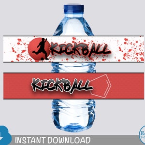 Kickball Water Bottle Label, Kickball Party, Kickball Water Bottle Wrap, Printable, Digital, Instant Download, Birthday Party, Outdoor Party