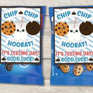 Test Day Good Luck Tags | Chip Chip Hooray | Milk and Cookie Treat Labels | SAT ACT Finals Testing Goodie | Classroom Gift Digital Download