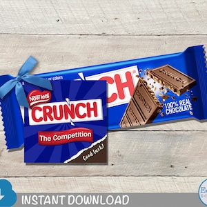 Crunch The Competition Good Luck Tags, Sports Competition Treat Labels, Team Tags to pair with Crunchy Candy, Digital Download