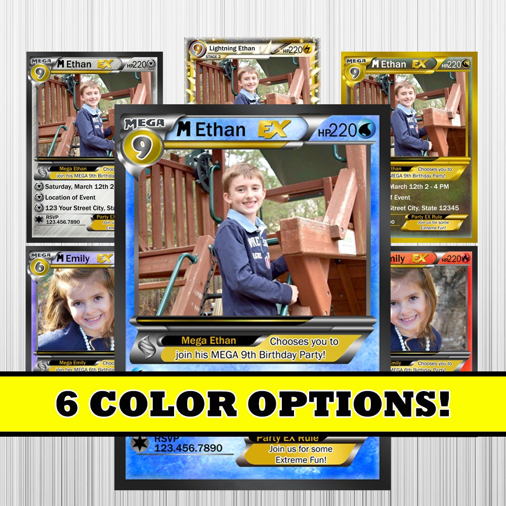 pokemon trading card birthday invitation Custom Pokemon Card Invitation