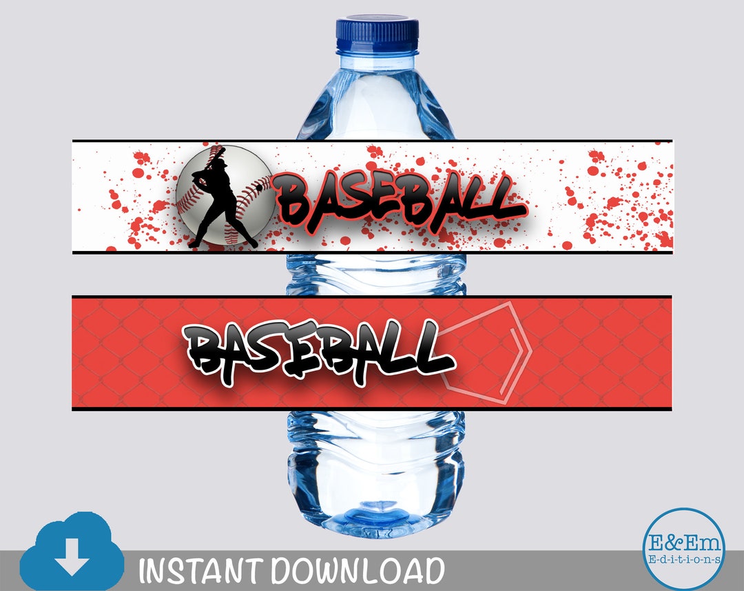 Baseball Water Bottle Label Baseball Party Baseball Water Etsy
