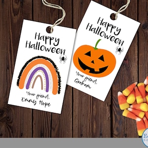 Étiquette de friandise d’Halloween, Étiquette cadeau, Étiquette de sac d’Halloween, Étiquettes de friandises sucrées, Étiquettes de bonbons d’Halloween, Merci, Imprimable, Toppers de sac de citrouille,