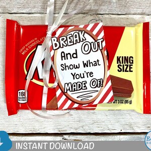 Break Out Good Luck Tag, Competition Gift Goodie, PTO PTA, Game Day Team Favors, Pair with Wafer Candy Bar, Instant Download Printable image 1